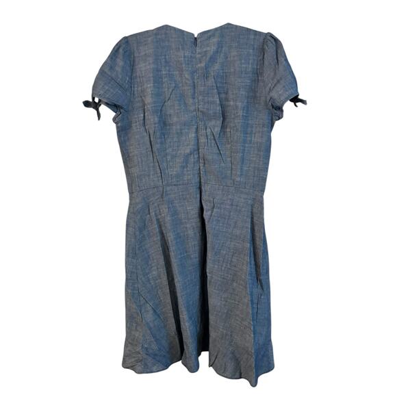 J. Crew Faux Wrap Chambray dress Blue Denim Ruffled Blue Womens size 8 - Picture 2 of 6